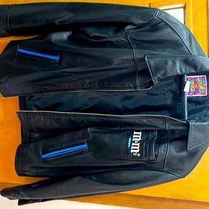 Planet Mars M&M’s Brand Leather lined moto jacket coat size XL VINTAGE